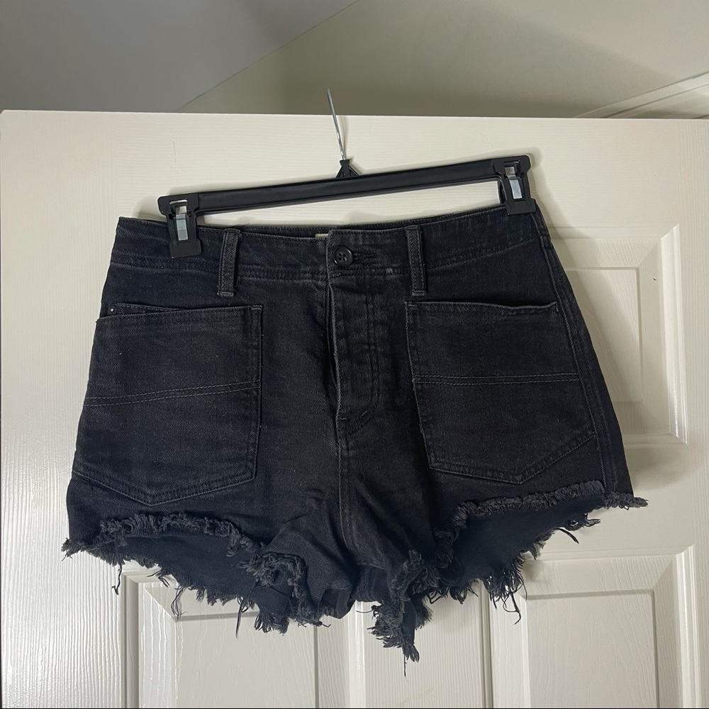 Free people black denim shorts